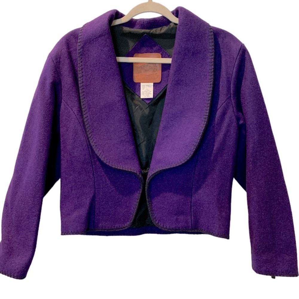 Mid-West Garment Co Women’s Vintage Wool Riding Jacket Blazer Purple Medium